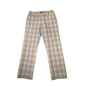 Authentic Burberry London Tan Checkered Pattern Pants Women Size Small
